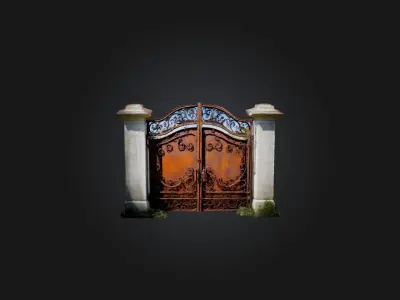 Rusted Iron Gate Low-poly 3D model