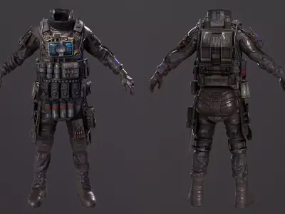LOWPOLY-AAA MILITARY OUTFIT- GAME READY Low-poly 3D model