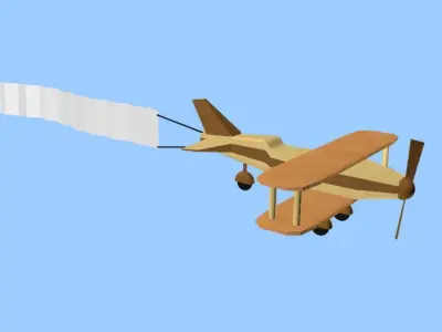 Origami Animated Cartoon Plane 3D model