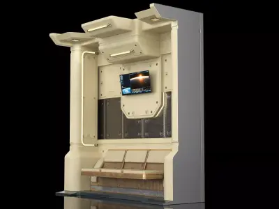 Interior Sci-fi Part with Seats PBR 3D model