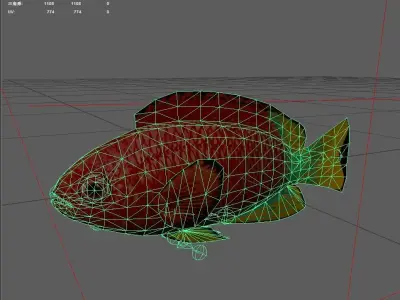Snapper Low-poly 3D model 8