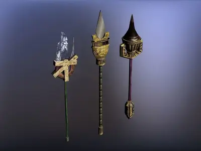 Cursed kingdom spears collection Low-poly 3D model