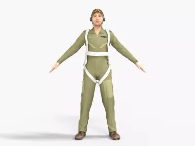 Japanese WW2 Pilot Uniform Low-poly 3D model