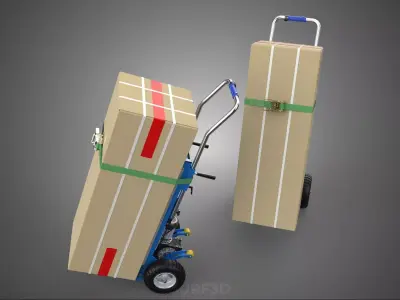 ELECTRIC HAND TRUCK STAIR CLIMBER CARGO PACKAGE BOX RATCHET TILT 3D model
