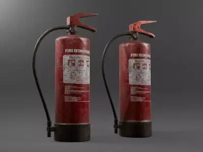 Worn Fire Extinguisher Game Ready PBR Asset Low-poly 3D model