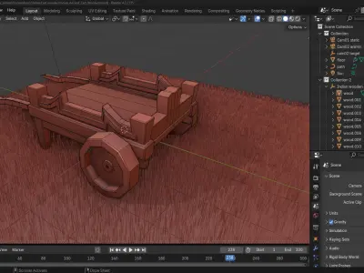 Ancient Indian Wooden Cart 3D model