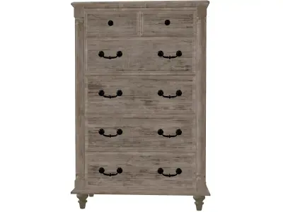 Rustic Wooden Chest of Drawers Low-poly 3D model