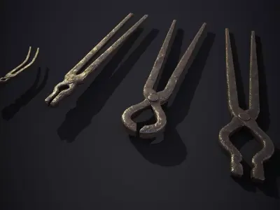 Medieval Blacksmith Tongs - 3D Model Pack Low-poly 3D model