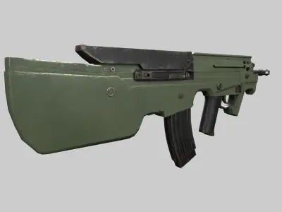Assault rifle Low-poly 3D model 8