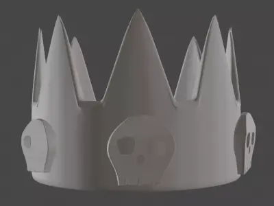 low-poly Crown gold with skulls Free low-poly 3D model