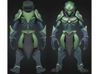 Stylized Alien Insectoid Warrior Low-poly 3D model