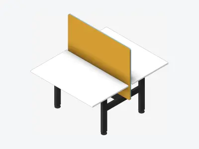 Desk - Double - Officetec - Angular - Linear - Fixed Height Low-poly 3D model