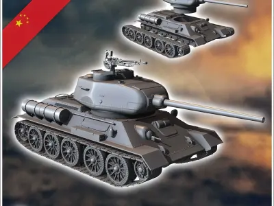 T-34-85 Type 58 Gai - Chinese Modern army Military miniatures Pe 3D print model