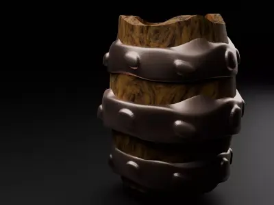 High poly Wooden Barrel 3D model