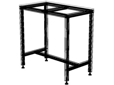 900x500 Single Open T-Slots Bench 3D model