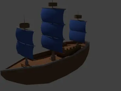 Pirate Ship Low-poly 3D model 2
