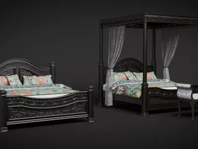 Bed Collection- Game Ready Low-poly 3D model
