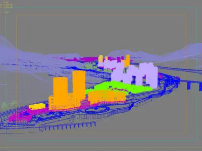 Architecture city near water 3D model buy