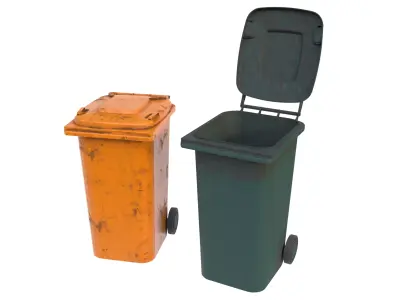 Trash bin plastic 1 02 3D model