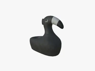 Slippers C09 Black Flamingo - Costume Character Design Low-poly 3D model