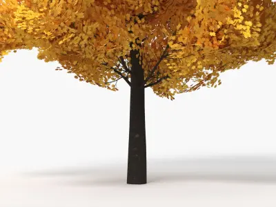  Lowpoly Decorative Maple Landscape Tree Yellow 