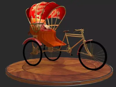 Chinese rickshaw   3D model 2