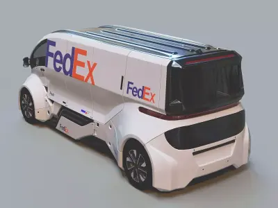 Scifi Car cyberpunk Van FedEx Low-poly 3D model