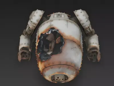 Fallen Automaton Wreckage 3D Model Low-poly 3D model