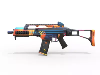 UMP Submachine Gun Skin Low-poly 3D model