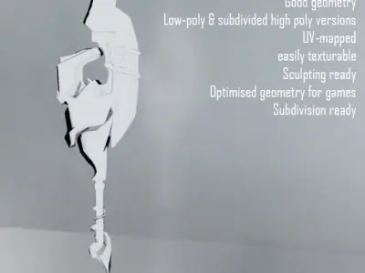 Fantasy axe-blade weapon Low-poly 3D model