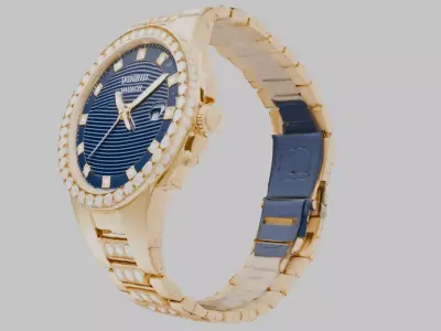 sleek modern gold wristwatch Low-poly 3D model