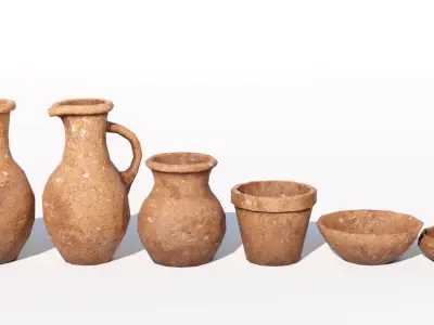 Clay Containers Low-Poly 3d models Low-poly 3D model