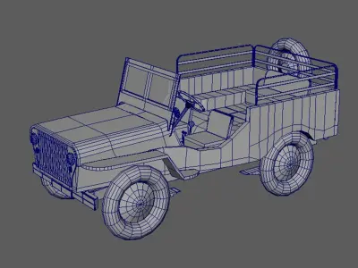 Military Jeep Low Poly Model  Low-poly 3D model