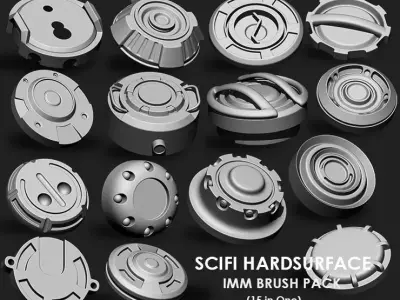 SciFi Hardsurface IMM Brush Pack 15 in One 3D model
