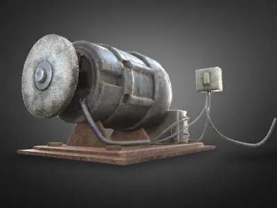 old rusty diy grindstone da1 Low-poly 3D model