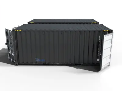 20ft Cargo Container Black Low-poly 3D model