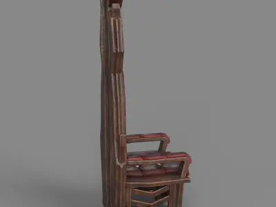 Wooden Throne Low-poly 3D model