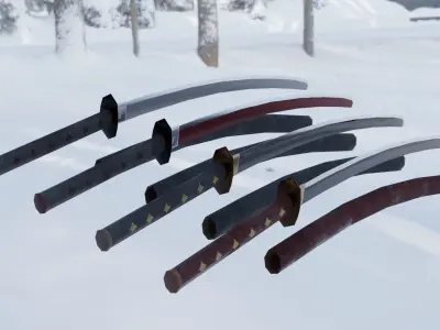 Katana samurai swords for sims Low-poly 3D model