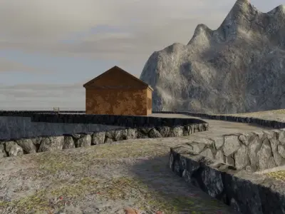 Mountain Fortress Village 3D model