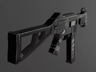 Low Poly UMP-9 Game Ready Quad Topology PBR Textures Low-poly 3D model