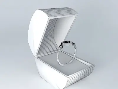 Ladies Gold Platinum Heart Style Engagement Ring Free 3D model
