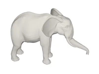 Elephant with long tusks 3D model