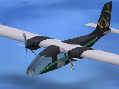 Plane propeller flying in sky 3D model