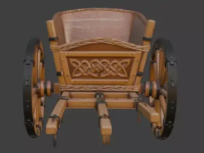 Ornate Wooden Carriage 3D Model 3D model