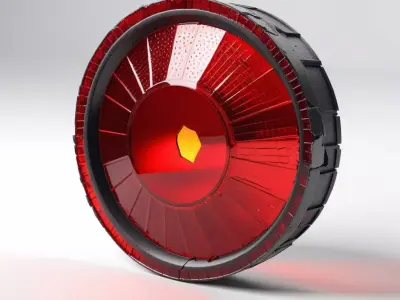 Red Round Vehicle Tail Light 3D model