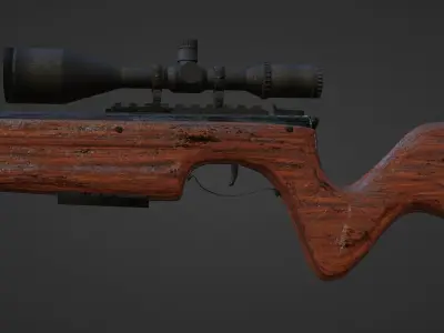 Rifle with scope Low-poly 3D model