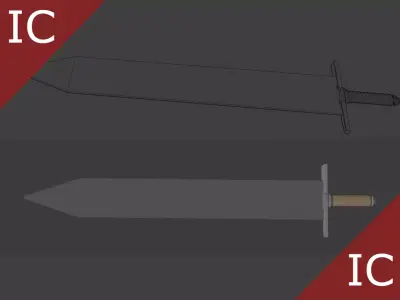 Simple Low Poly Sword for viking Free low-poly 3D model