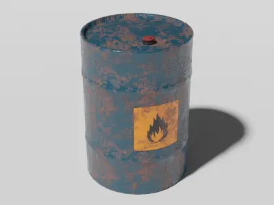 Rusty Oil Drum Low-poly 3D model