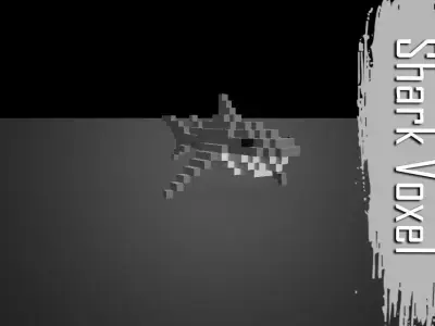 Voxel Shark  Low-poly 3D model