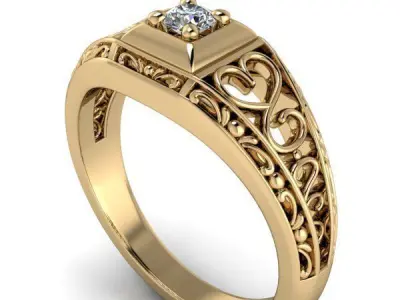 Vintage style ring 3D print model
